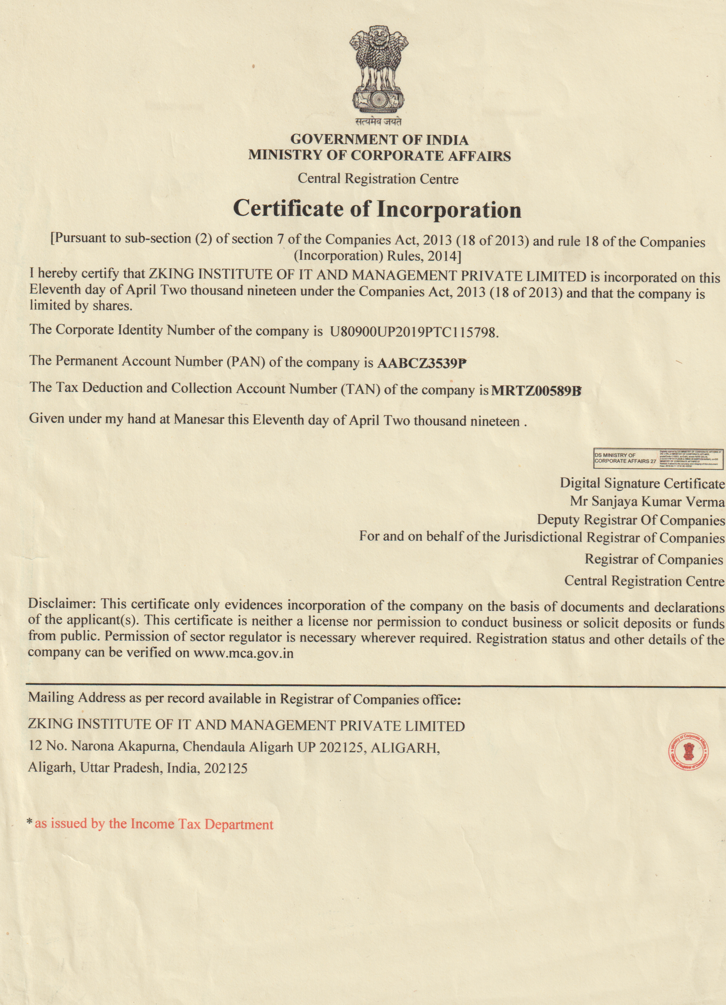 COROPORATE LETTER